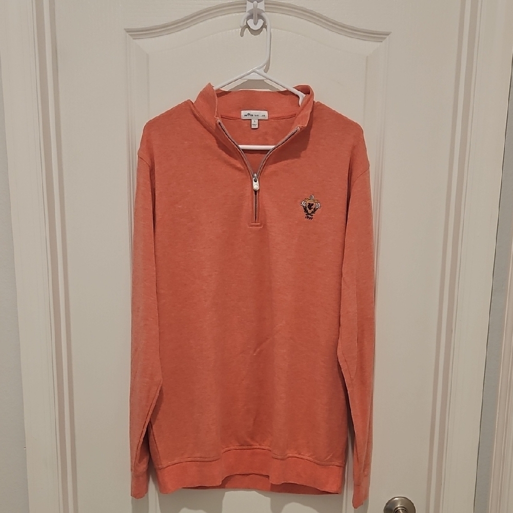 Peter Millar Men's Orange Quarter-Zip Sweater